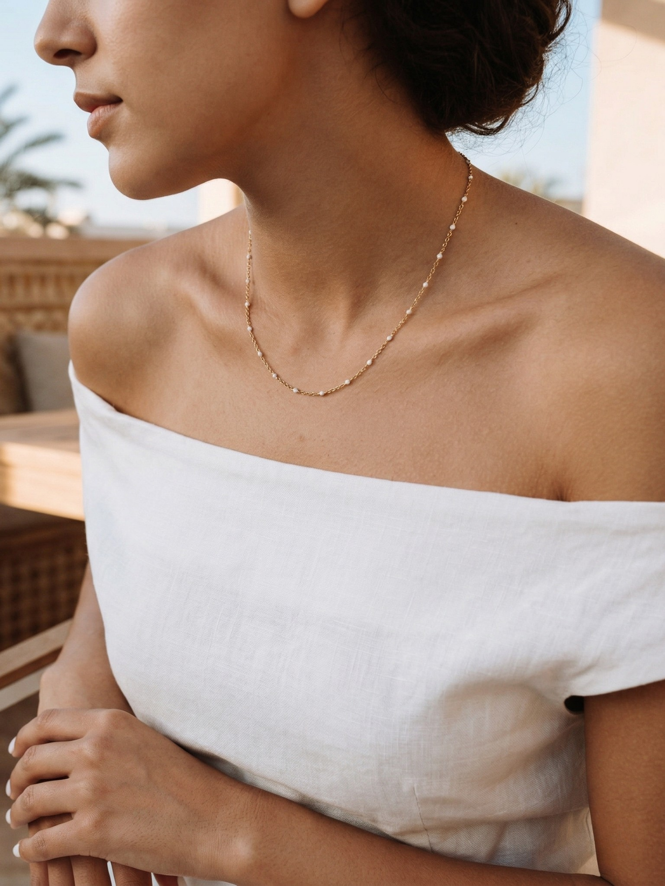Blanc à perles - Collier