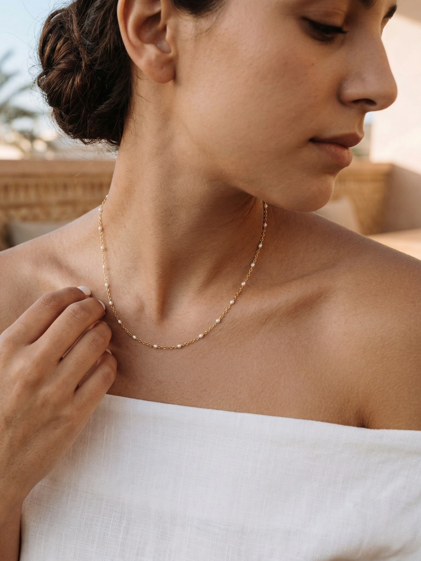 Blanc à perles - Collier