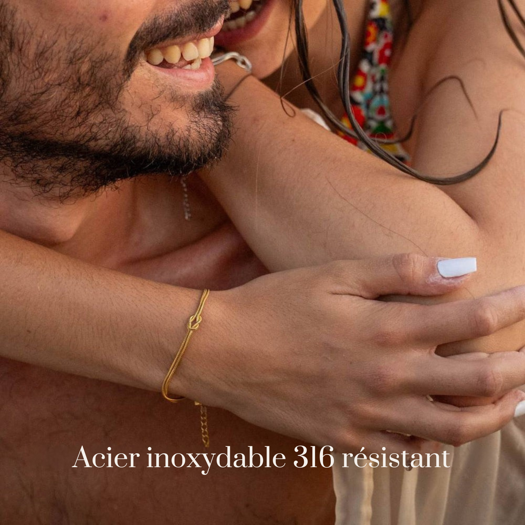 bracelet couple argent bacika porté poignet