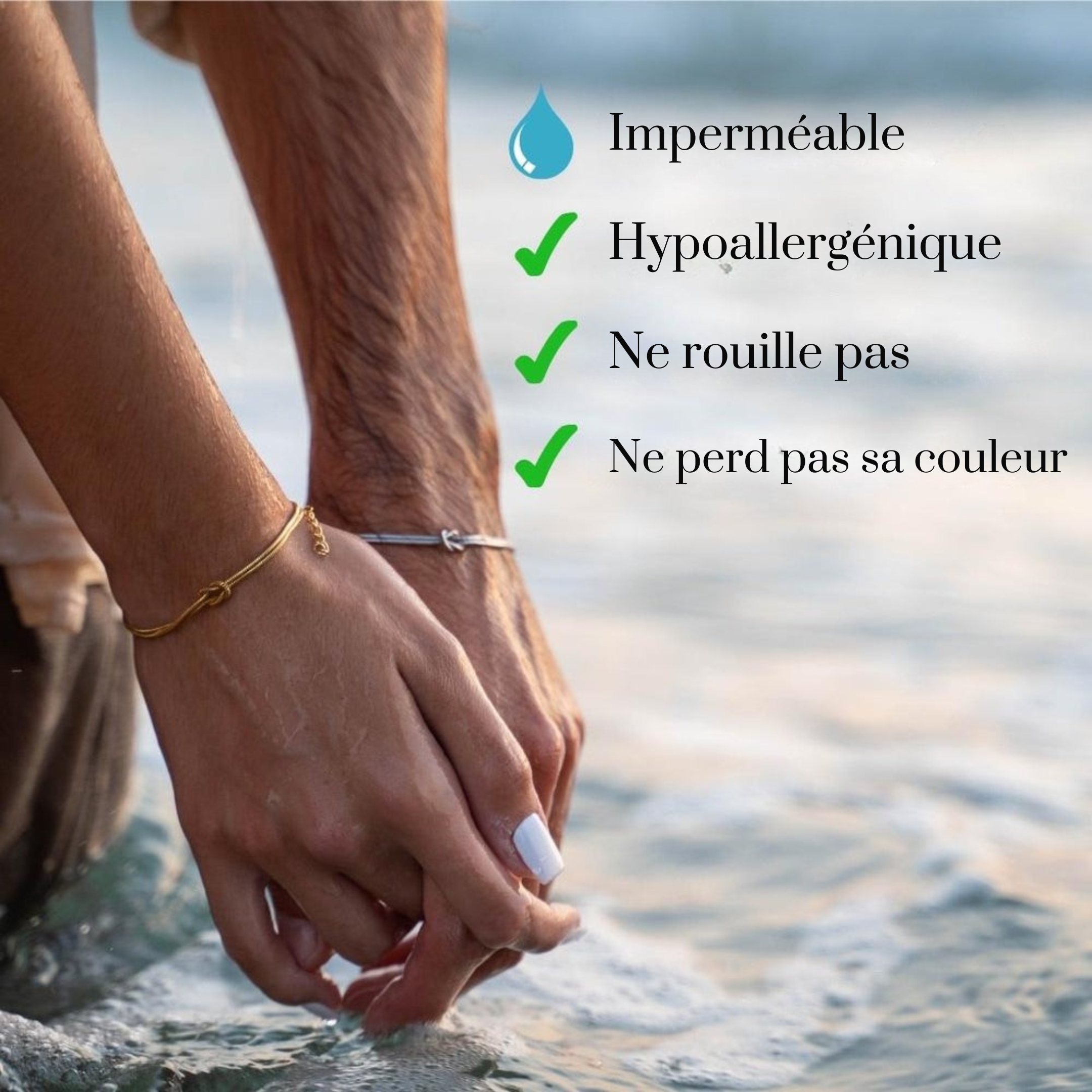 bracelet argent resistant a l’eau bacika