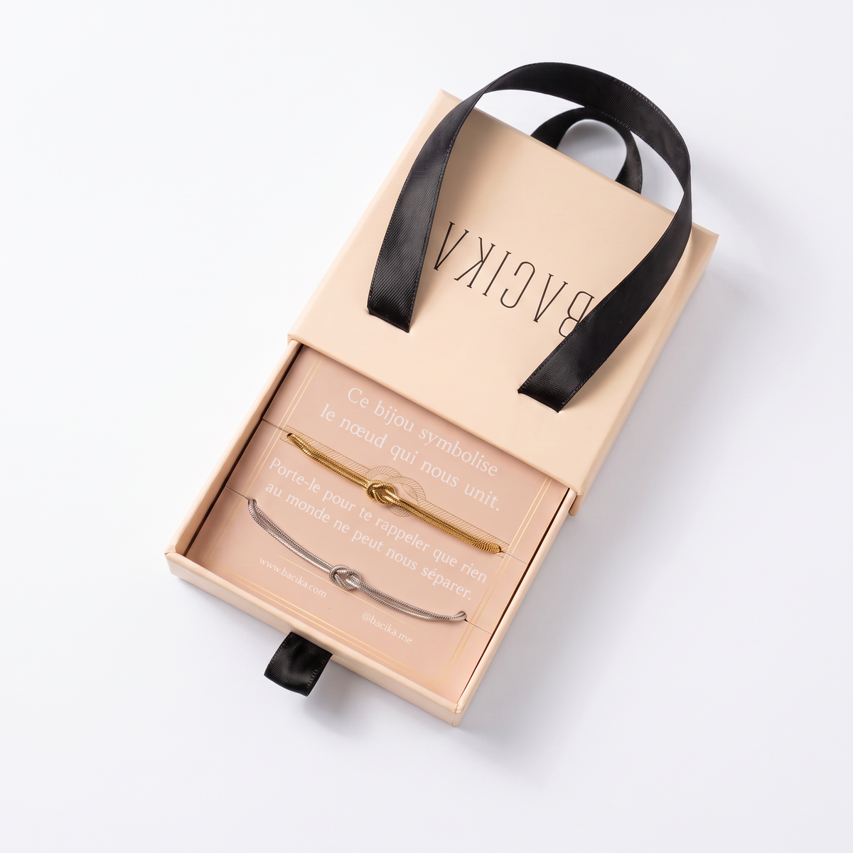 Coffret duo Nœud d'Amour or et argent