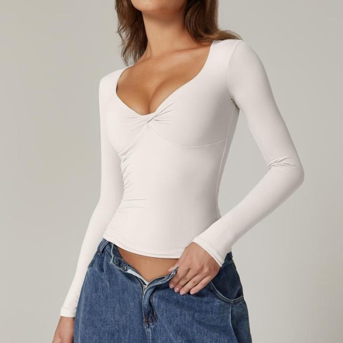 Bacika Long Sleeve Twist Front V-Neck